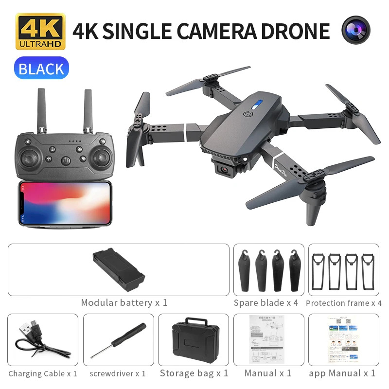 Drone Cinematic - E88 ProIntelligent Opvouwbare Drone Ondersteunt enkele/Dubbele